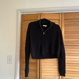 Aeropostale Black Ribbed Half-Zip Sweater